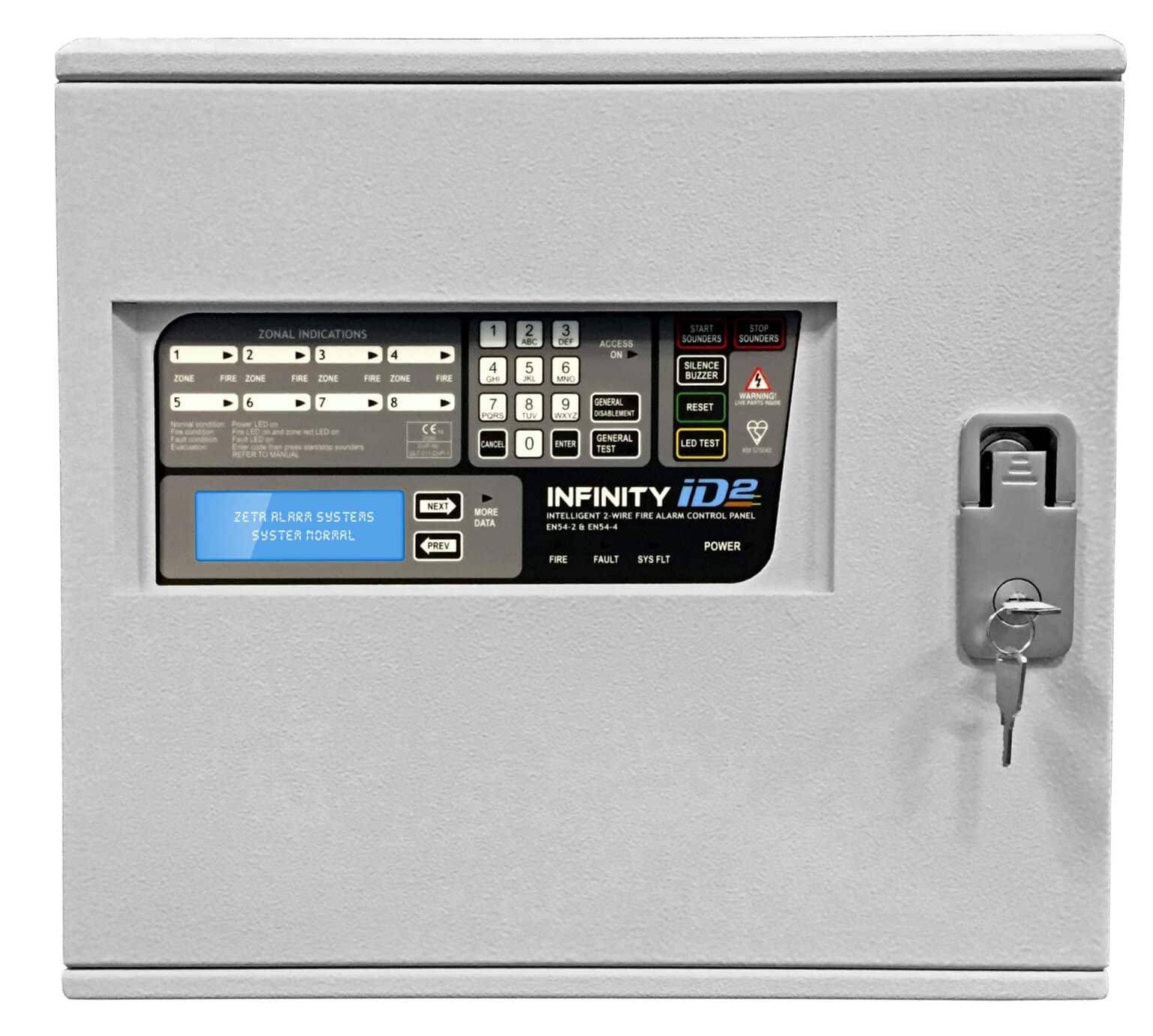 Infinity ID2 - 4 Zone Intelligent 2-Wire Fire Alarm Panel in Metal ...